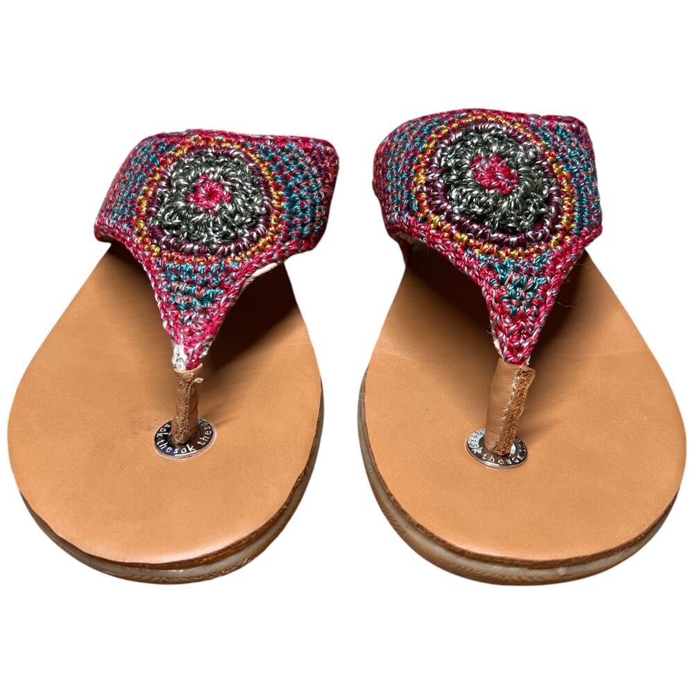THE SAK Shana Thong Women Size 6 Sandals Crochet Multi Color Beachwear Dresses - Picture 8 of 12